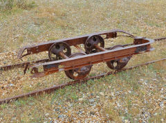 Line 2, the solitary chassis, Dungeness fish tramways, June 2013